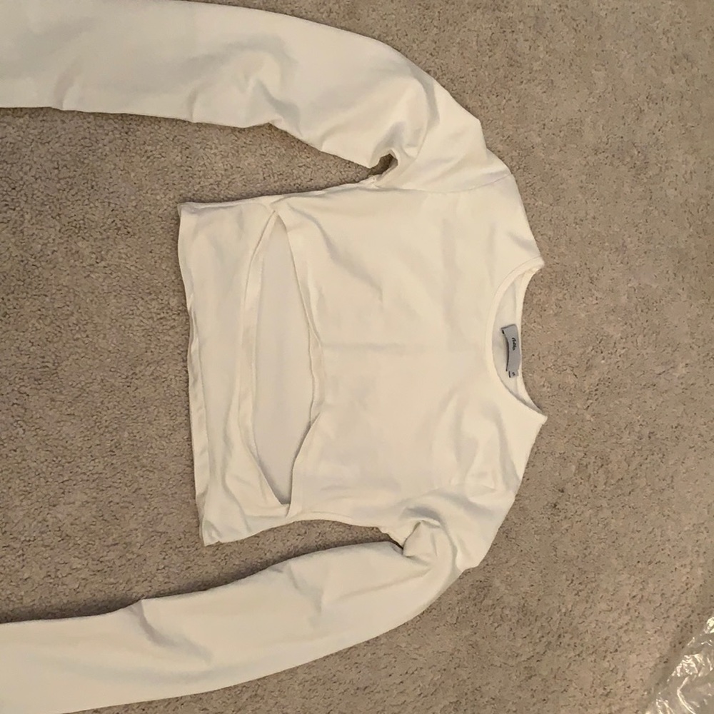 white long sleeve cut out top